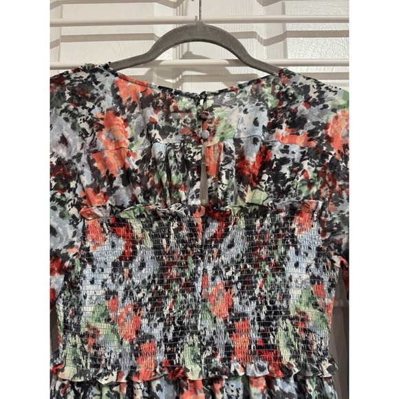 Cinq A Sept Leigh Floral Print Ruffle Dress Size 4 Blue Spring Wedding Boho - Picture 5 of 10